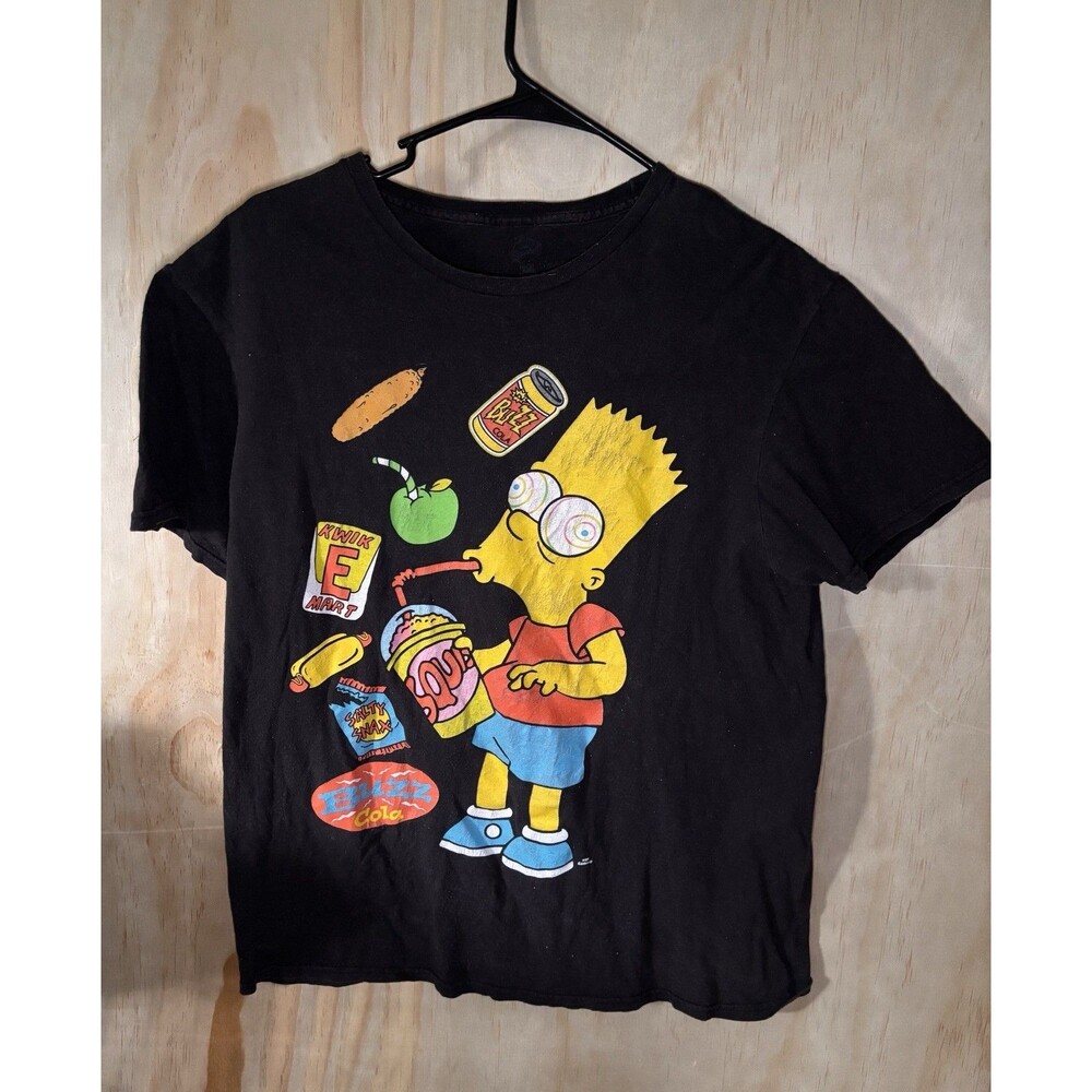 bart simpson t-shirt black kwik e mart buzz cola Large